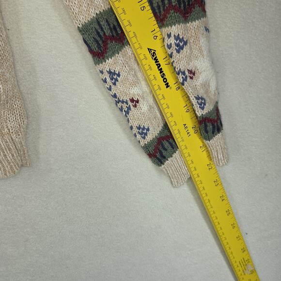 Vintage Sweater Nut Cracker Cardigan XL Beige Christmas Party Deer Forest Cabin - Picture 5 of 11